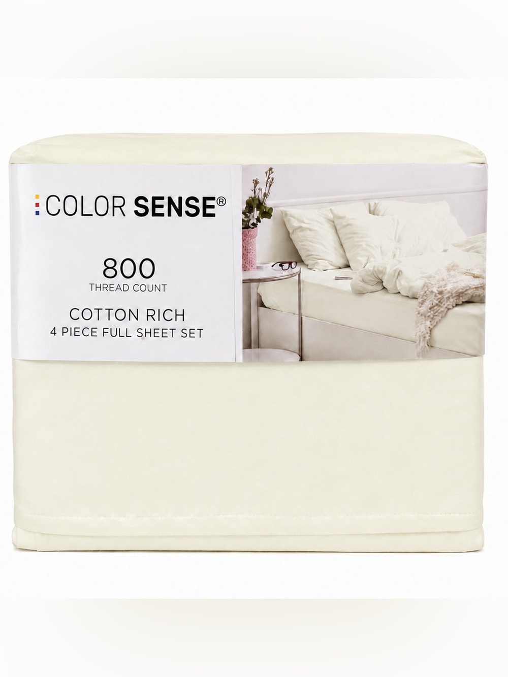 Color Sense 800 Thread Count Full Sheet Set Ivory